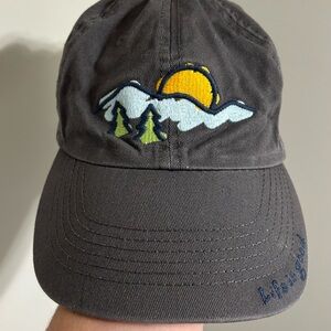 Life is Good'Gray Cap with Embroidered Design